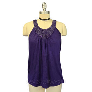 Vintage Y2K IZ Beyer California Purple Sleeveless Top Size XL Whimsygoth Fairy